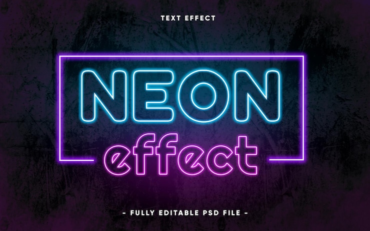 PSD Gratis text editable with neon style