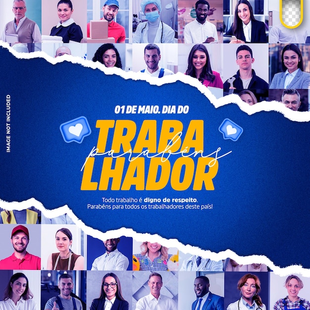 Texto editable en portugués 1 de mayo día mundial del trabajo maio dia do trabalhador en brasil