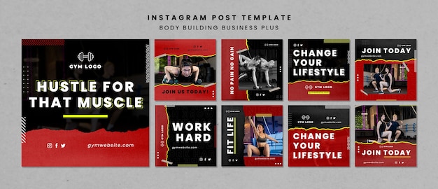 Gratis PSD textuur bodybuilding instagram-berichten