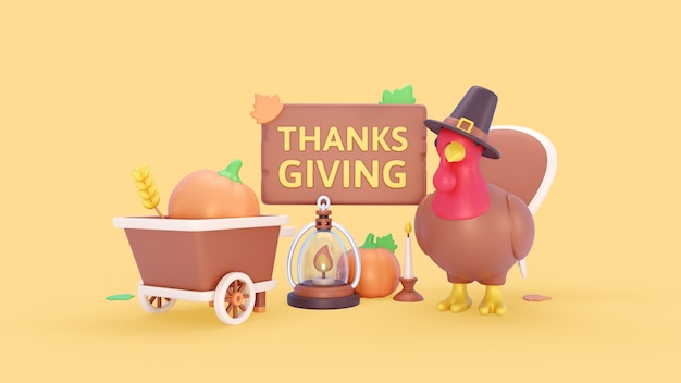 Gratis PSD thanksgiving composities met kalkoen