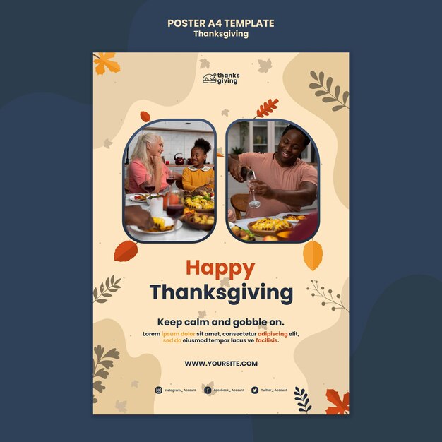 Thanksgiving day afdruksjabloon met bladeren