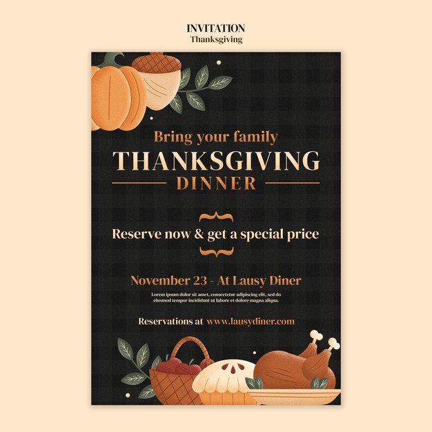 Thanksgiving uitnodiging sjabloonontwerp