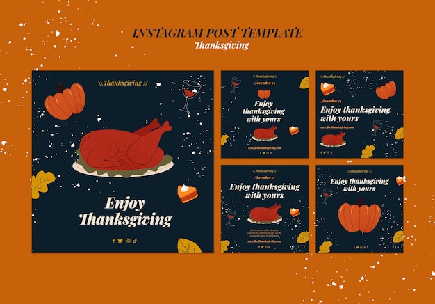 Gratis PSD thanksgiving viering instagram berichtenset