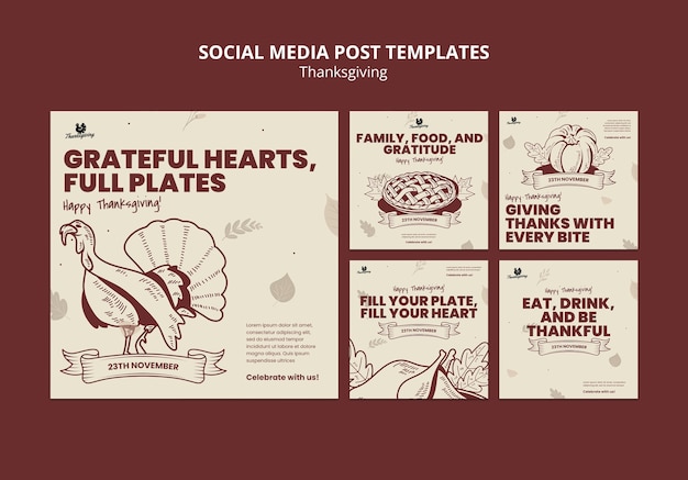 Gratis PSD thanksgiving viering instagram posts