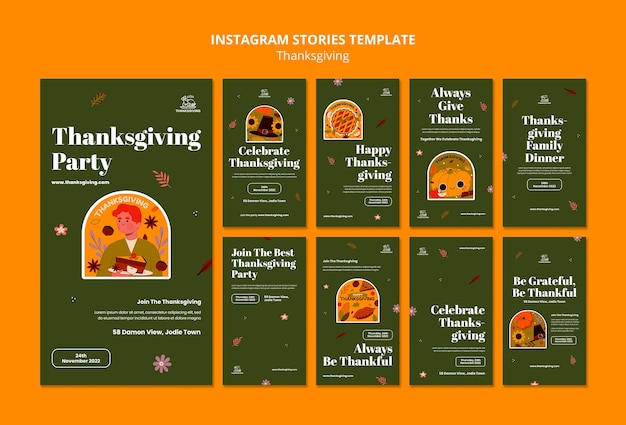 Gratis PSD thanksgiving viering instagram verhalencollectie
