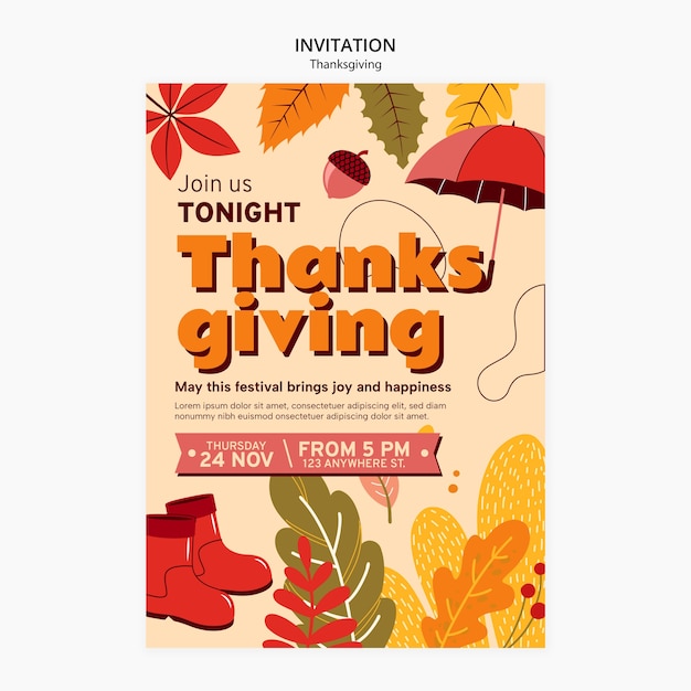 Gratis PSD thanksgiving viering uitnodiging sjabloon