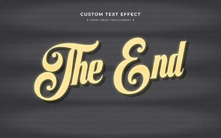 PSD Gratis the end text effect with a black background