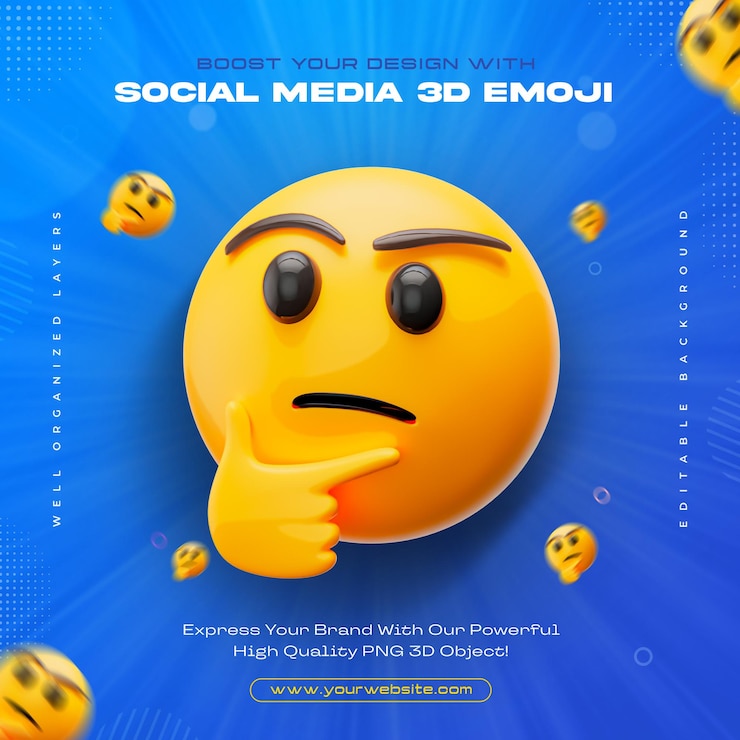 PSD gratuito thinking face emoji icon isolato 3d rendering illustrazione