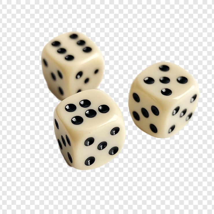 PSD Gratis three ivory dice with black dots on white background