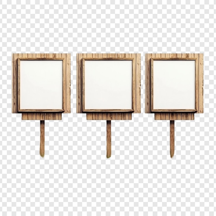 PSD Gratis three rustic wooden signboards blank perfect for your message advertisement or announcement ideal for rustic vintage or farmhouse designs