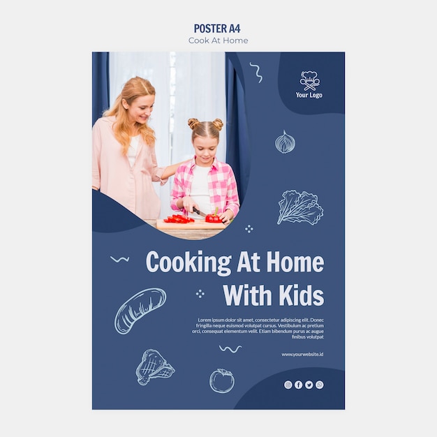 Gratis PSD thuis koken poster sjabloon