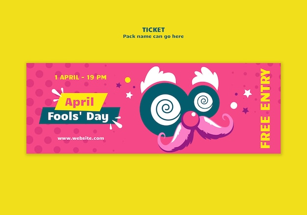 PSD gratuito ticket para la celebración del día de los tontos de abril