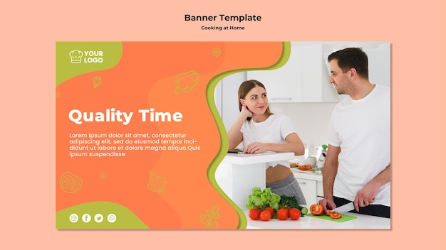 PSD gratuito tiempo de calidad y plantilla de banner de cocina