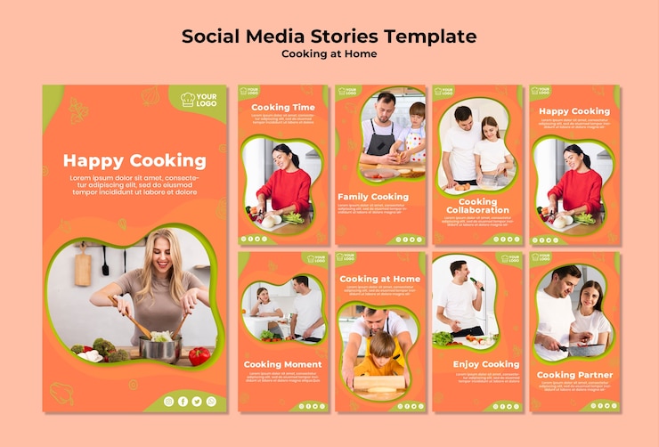 PSD gratuito tiempo de cocción con historias familiares de instagram