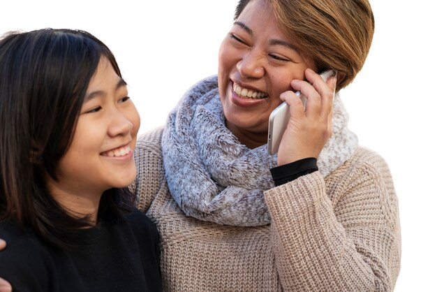 PSD gratuito tiempo de madre e hija de tiro medio