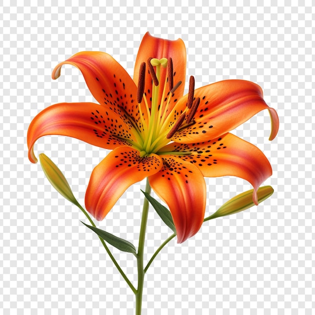 Tiger lily flower geïsoleerd op een doorzichtige achtergrond