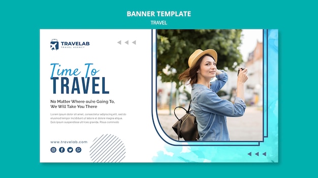 Gratis PSD tijd om te reizen-sjabloon voor spandoek