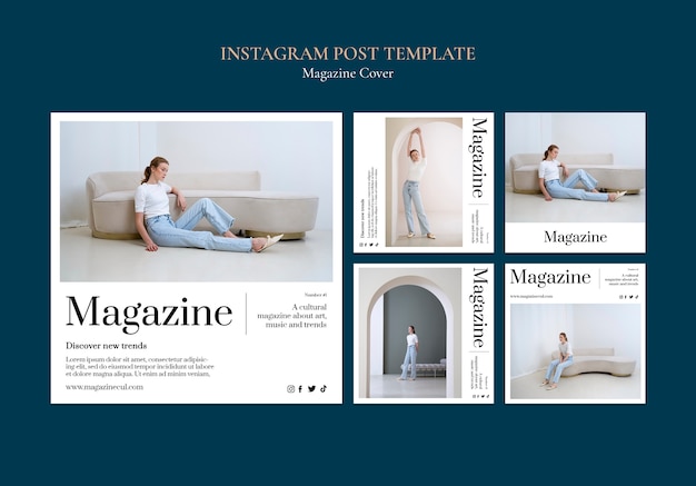 Gratis PSD tijdschrift zakelijke instagram posts collectie