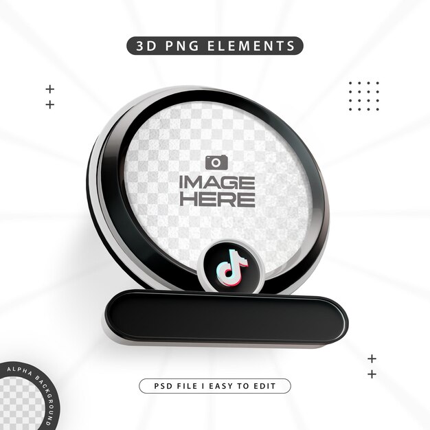 Tiktok nos sigue Banner Elemento Icono aislado Renderizado en 3D