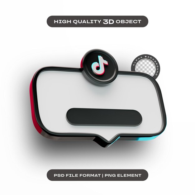 Tiktok nos sigue Banner Elemento Icono aislado Renderizado en 3D