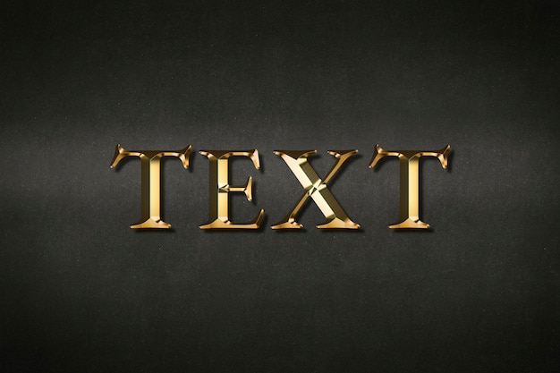 Tipografía de texto en efecto dorado sobre fondo negro