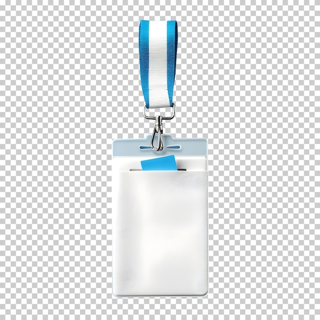 titular de identificación en blanco de cuero blanco con cordón azul