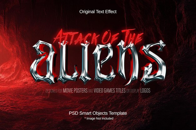 Título de videojuego y película de terror efecto de texto 3D