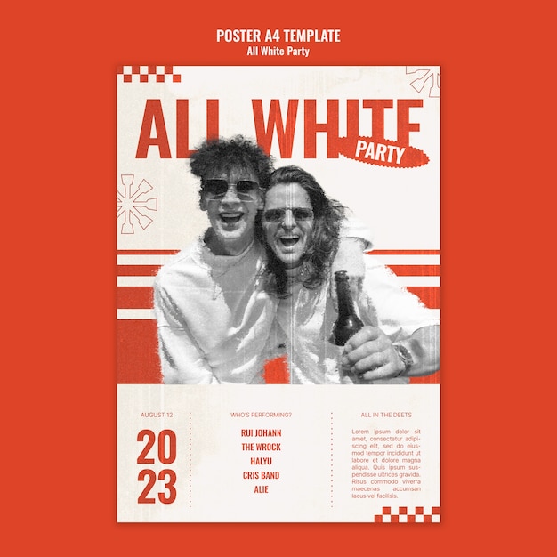 Toda la plantilla de póster de fiesta blanca