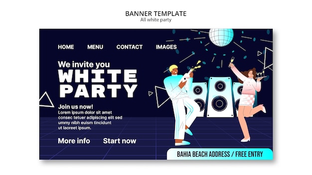 PSD gratuito todo el diseño de plantilla de fiesta blanca.