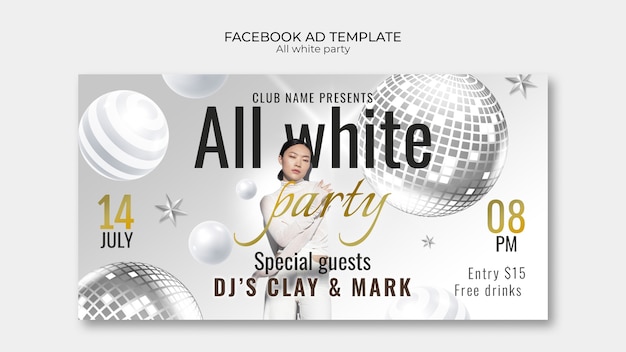 PSD gratuito todo el diseño de plantilla de fiesta blanca.