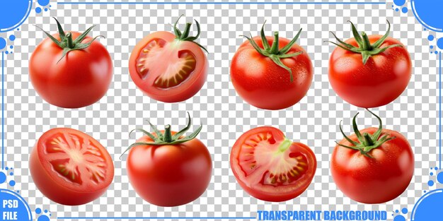 Tomates rojos frescos sobre un fondo transparente
