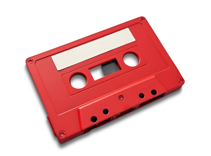 PSD Gratis top view on cassette tape isolated