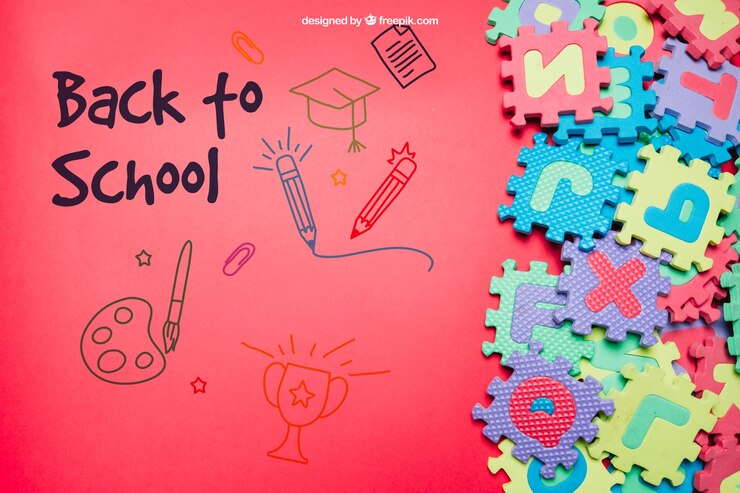 PSD gratuito torna a modello scolastico con jigsaw e spazio a sinistra