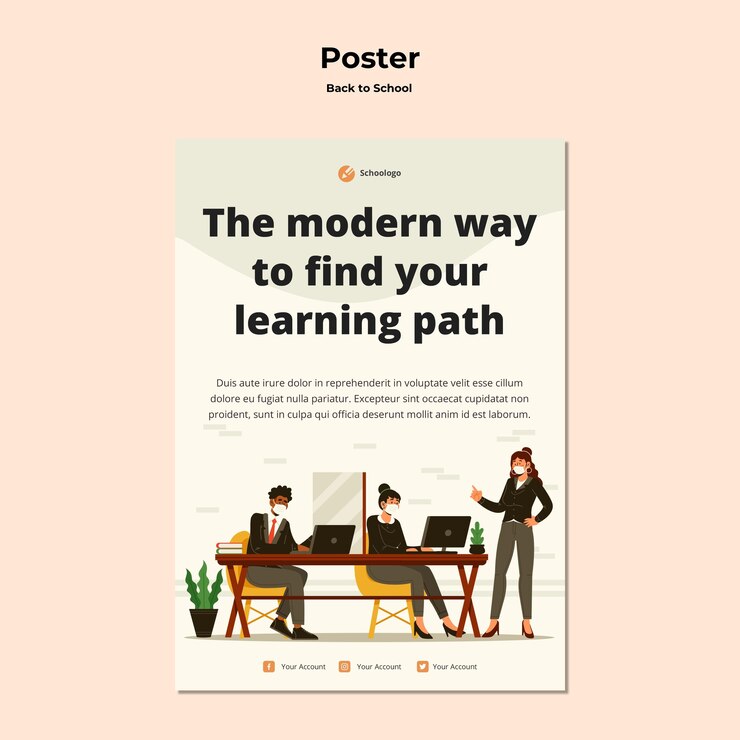 PSD gratuito torna al poster del modello di scuola