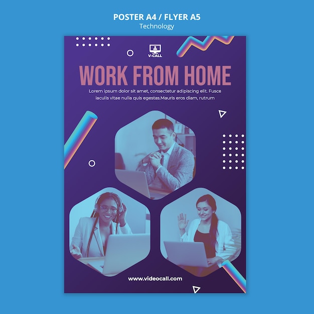Trabajar de forma remota plantilla de póster