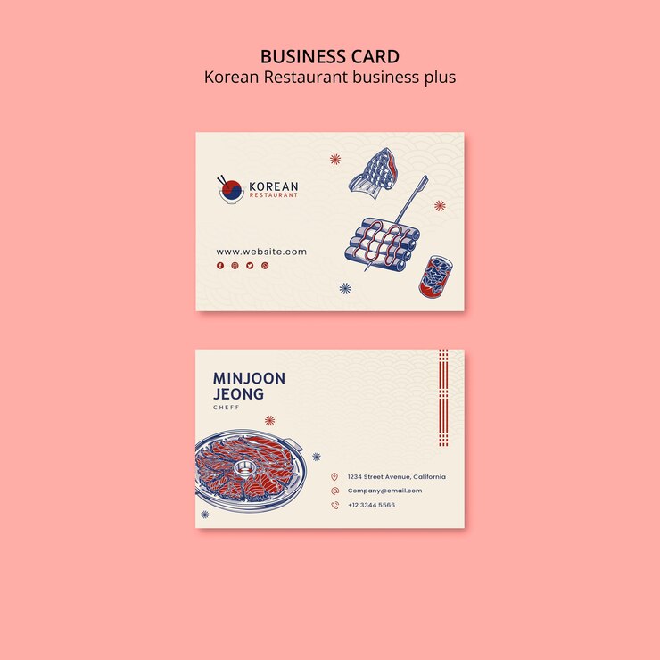 PSD Gratis traditional korean restaurant horizontal business card template