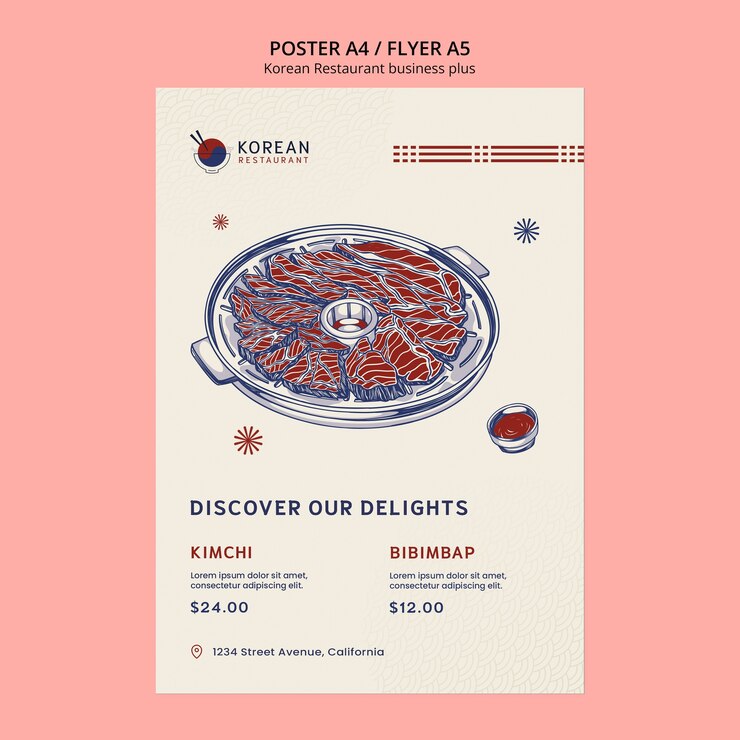 PSD Gratis traditional korean restaurant vertical poster template