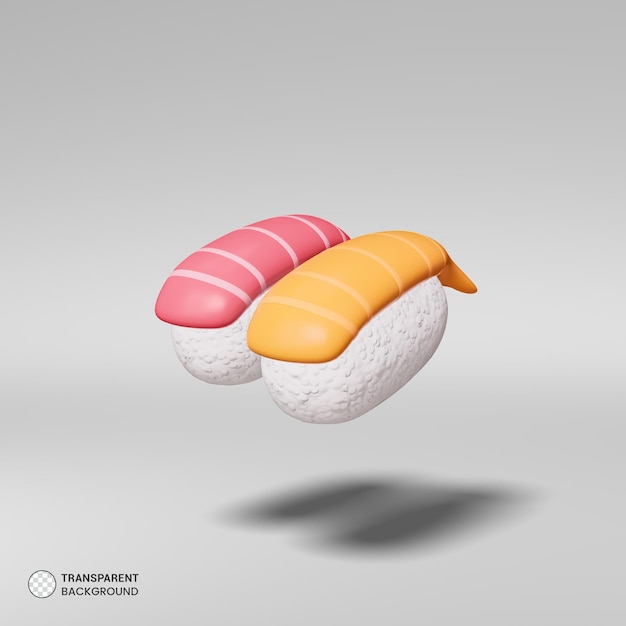 Traditionele japanse sushi pictogram geïsoleerd 3d render illustratie