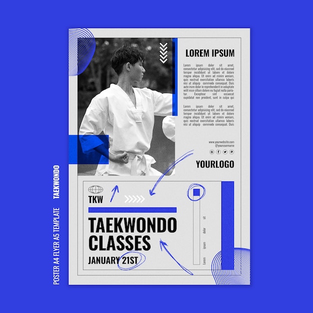 Gratis PSD traditionele tawkwondo martial arts verticale poster sjabloon