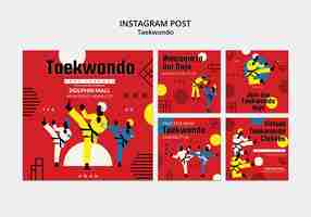 Gratis PSD traditionele tawkwondo vechtsporten instagram posts-collectie