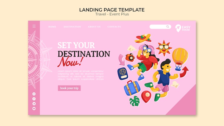 PSD Gratis travel and adventure landing page template