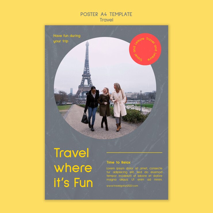 PSD Gratis travel destination vertical poster template