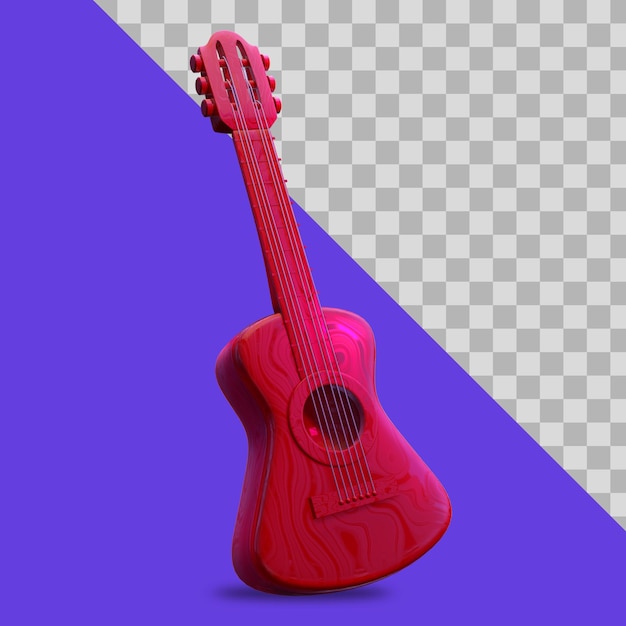 Trazado de recorte de color rojo de guitarra de ilustración 3d