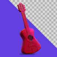 PSD gratuito trazado de recorte de color rojo de guitarra de ilustración 3d