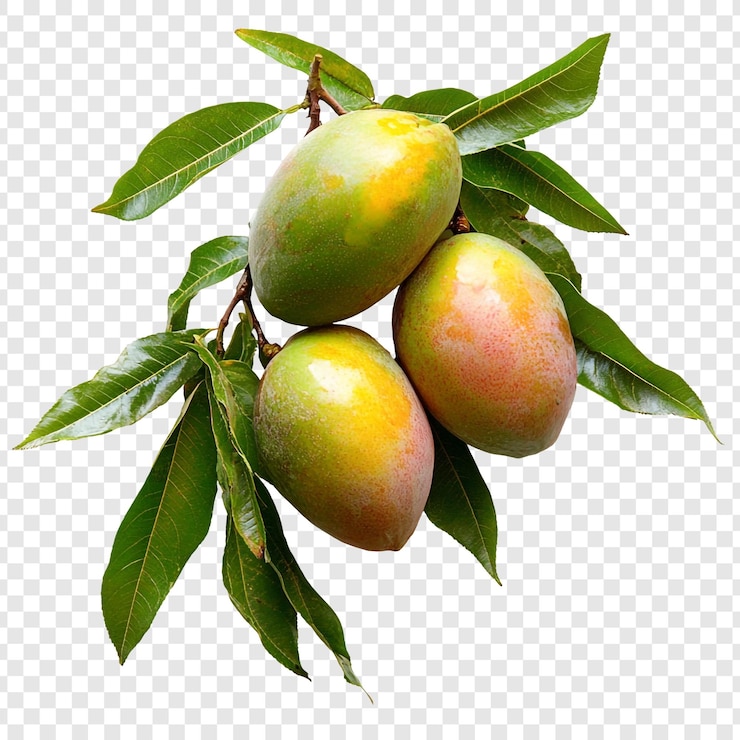 PSD gratuito tre succosi manghi su un ramo