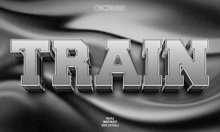 PSD gratuito tren efecto de texto editable 3d