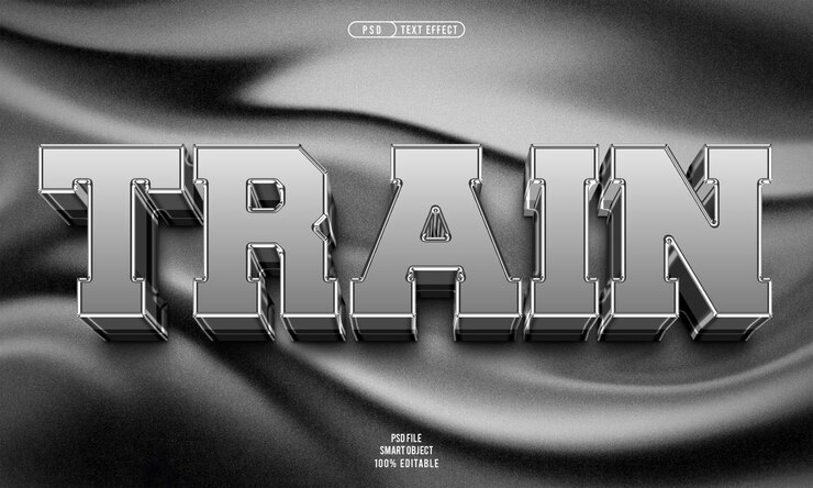 PSD gratuito tren efecto de texto editable 3d