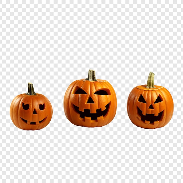 PSD gratuito tres calabazas cobran vida en halloween aisladas en un fondo transparente