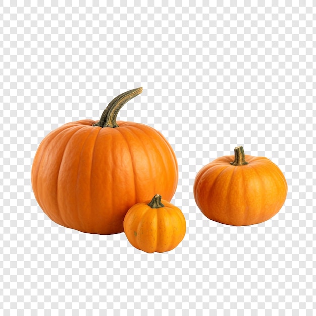 Tres calabazas cobran vida en halloween aisladas en un fondo transparente