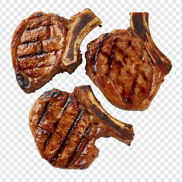 Tres deliciosas chuletas de cerdo a la parrilla